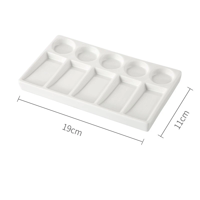 Flower Plum Rectangle Ceramic Palette Color Mixing Paint Palette Tray For Watercolor Gouache Acrylic Painting Art Supplies