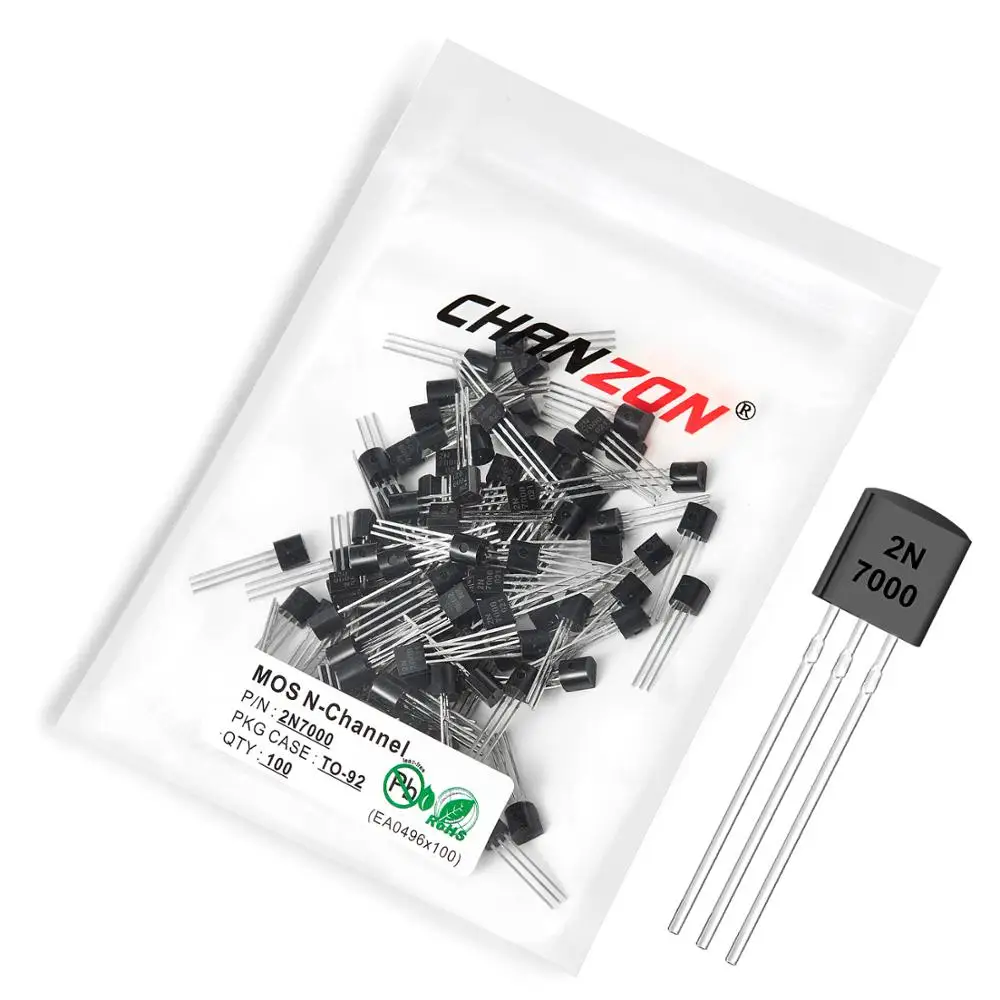 100pcs 2N7000 TO-92 N-Channel Mosfet Bipolar Junction Transistor BJT SIC Mos Fets Triode Tube 200mA 60V Integrated Circuits