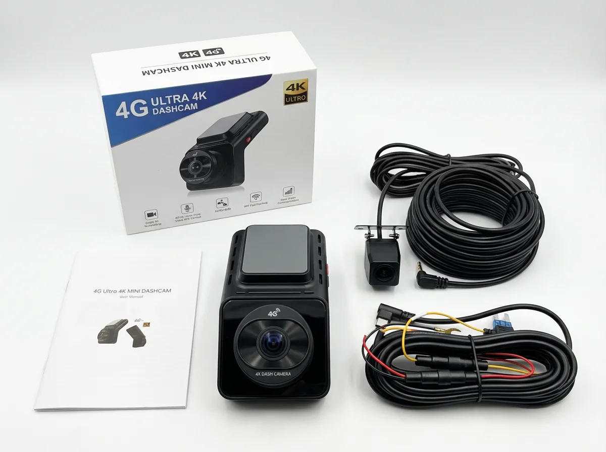 4G SIM Dash Cam GPS 4K+1080P Dual Footage Remote Live Streaming 24H Parking Monitor Car Road Camera Video Recorder WiFi Hotspot