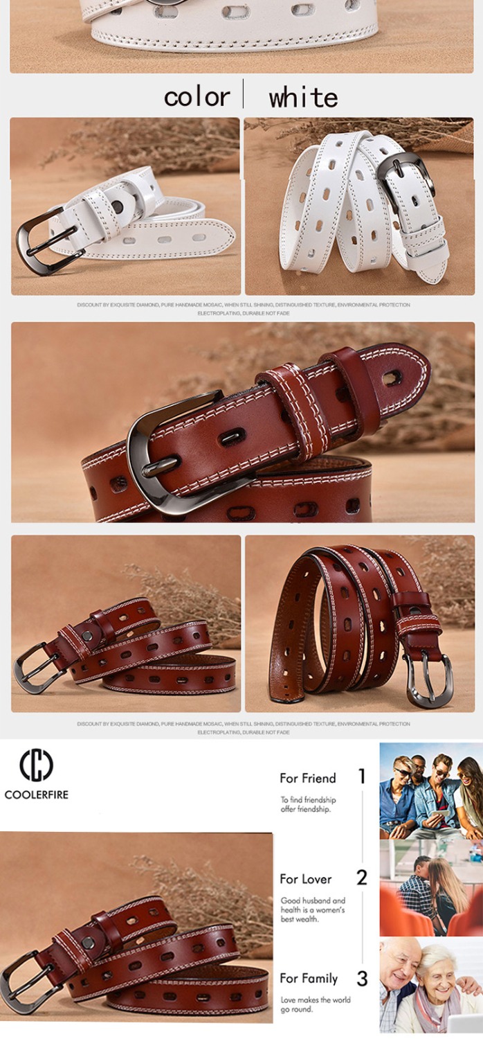 Women Genuine Leather Belt For Female Strap Casual All-match Ladies Adjustable Belts Designer High Quality Brand