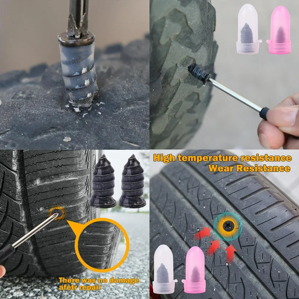 Car Tire Repair Rubber Nail Set Professional Vacuum Tyre Puncture Filling Self Tapping Screws Screwdriver Kit Auto Accessories