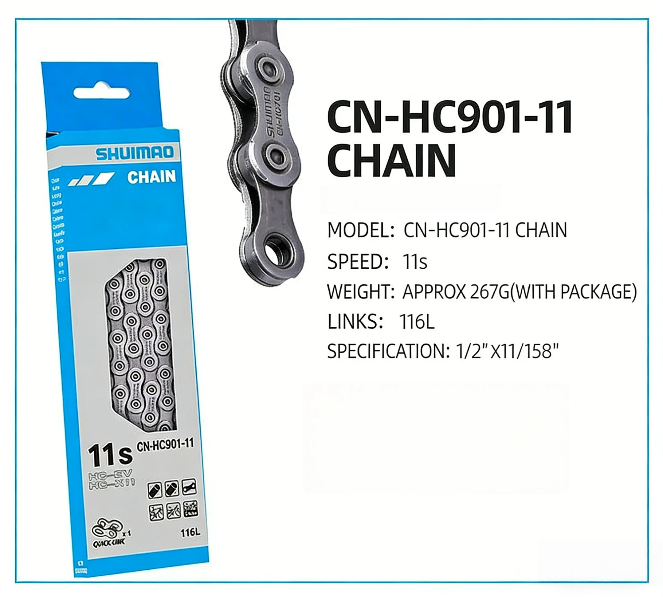 Mountain Bike Shifting High-Speed Bicycle Chain 6/7/8/9/11 Link Design (Total of 116 Links) Bicycle Accessories Original Chain