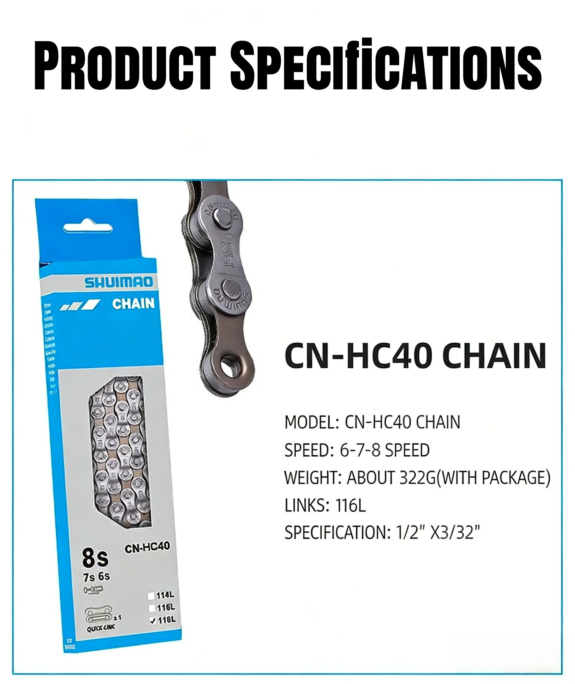 Mountain Bike Shifting High-Speed Bicycle Chain 6/7/8/9/11 Link Design (Total of 116 Links) Bicycle Accessories Original Chain