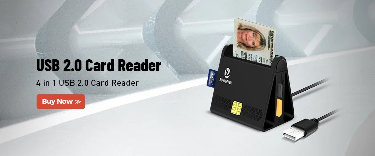 Zoweetek USB ID Smart Card Reader for IC DNIE DNI EMV CAC Bank Chip Smart Card