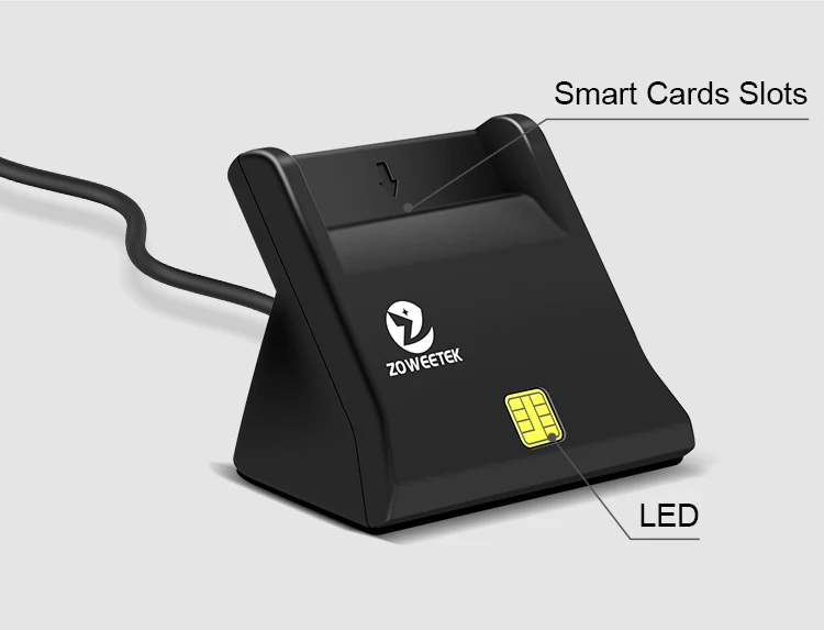 Zoweetek USB ID Smart Card Reader for IC DNIE DNI EMV CAC Bank Chip Smart Card