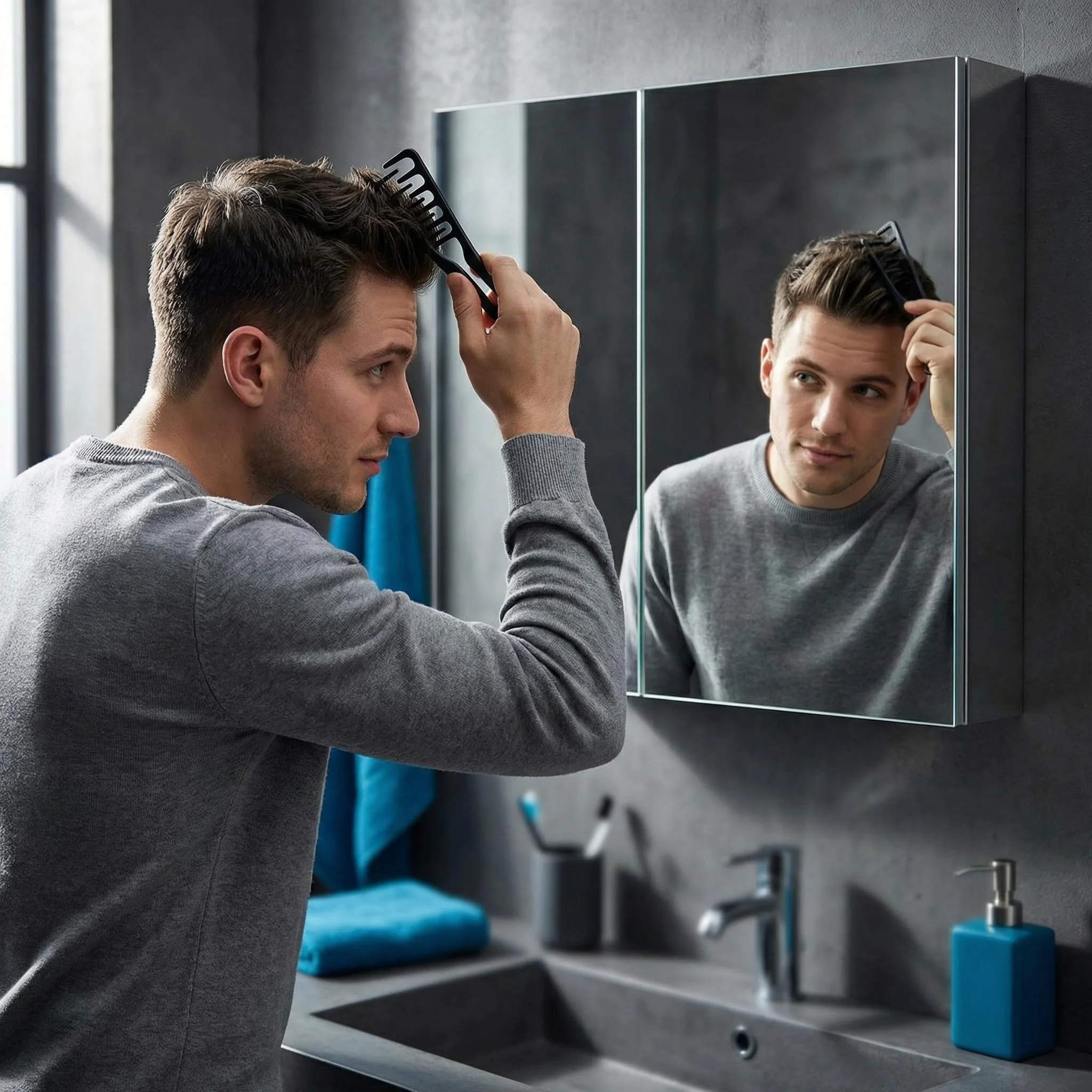 Men's Styling Comb, Made of Plastic, Suitable for Daily Commuting, Business Trips, Travel, Office, and Dormitory Use. Portable, Compact, Easy to Store. Helps Create Volume at the Top of the Hair, Tidy up Stray Hair, Create Texture, and Style Slicked-Back Hair. Hairdressing and Grooming Tool