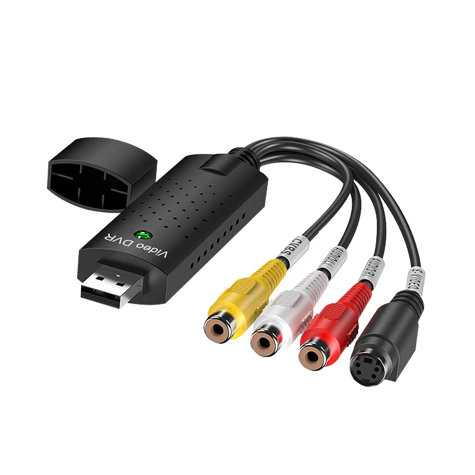 USB Video Capture Card Easy Cap VHS VCR Mini DV Hi8 DVD to Digital Converter RCA/S-video to USB 2.0 Audio Video Record Capture