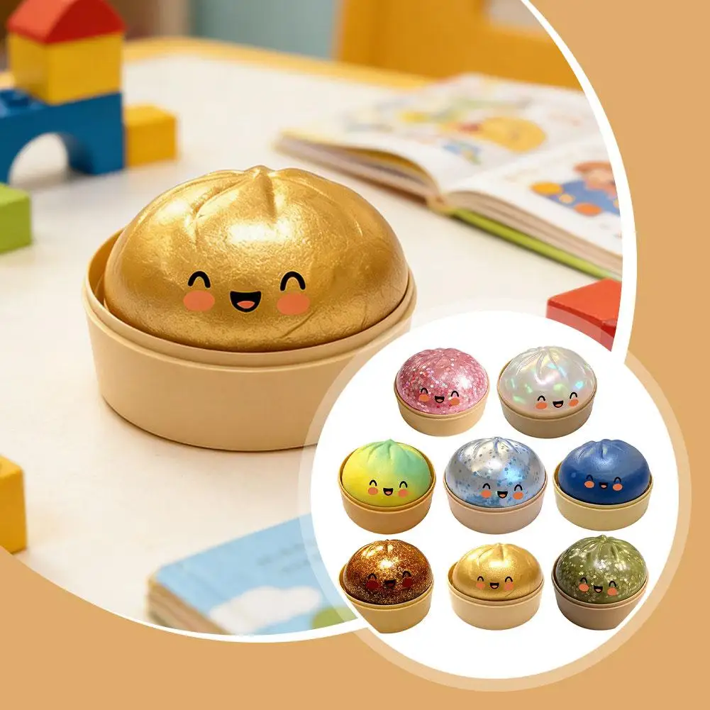 Glitter Crystal Dumpling Squishy Box Sensory Squeeze Toy for Stress Relief Colorful Glittery Dough Ball Fidget Toy Gift