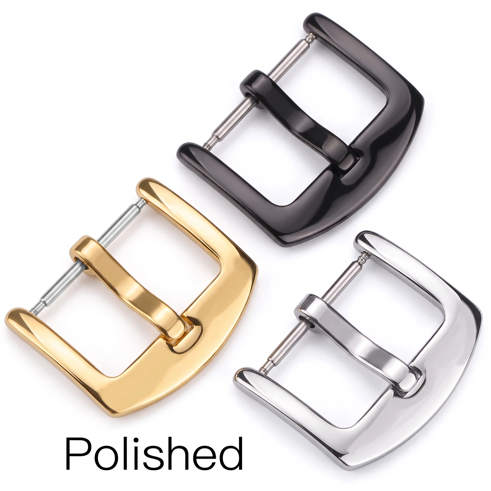 Metal Watch Band Buckle 16 18 20 22 24mm Men Watchband Strap Silver Black Gold Stainless Steel Clasp Accessories