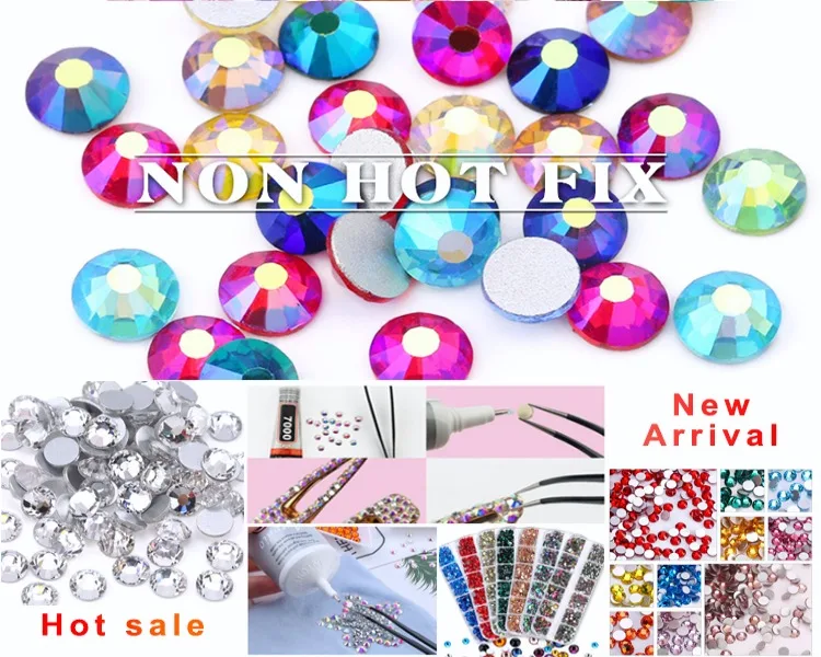 SS16 SS20 SS30 Glitter Rhinestone Crystal AB Non Hot Fix Flat Back Rhinestone Apparel for Nail Art Fabric Garment
