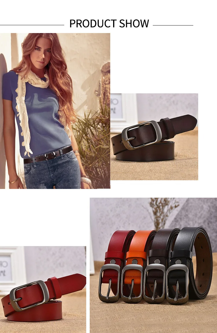 Women's Strap Casual All-Match Women Brief Genuine Leather Belt Women Strap Pure Color Belts Top Quality Jeans Belt WH001
