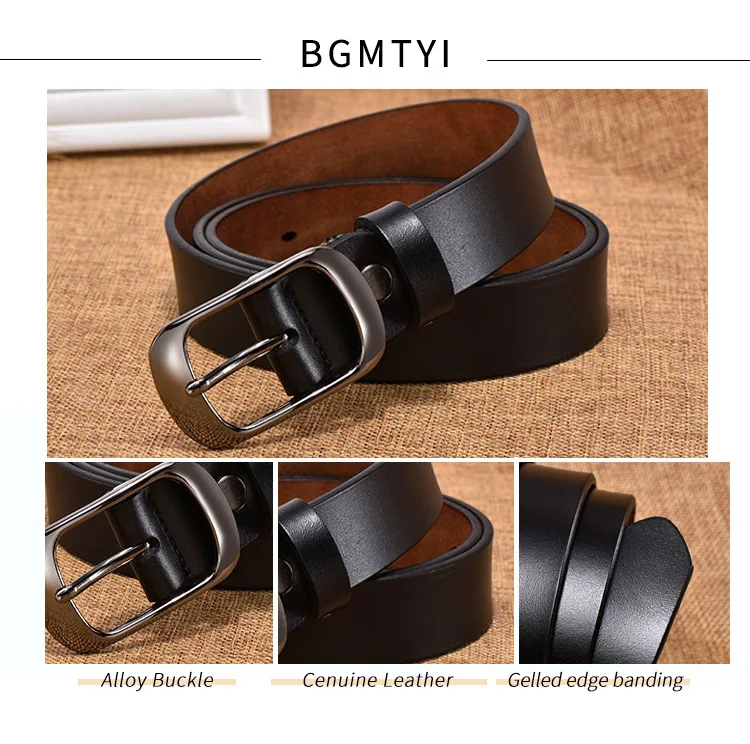 Women's Strap Casual All-Match Women Brief Genuine Leather Belt Women Strap Pure Color Belts Top Quality Jeans Belt WH001