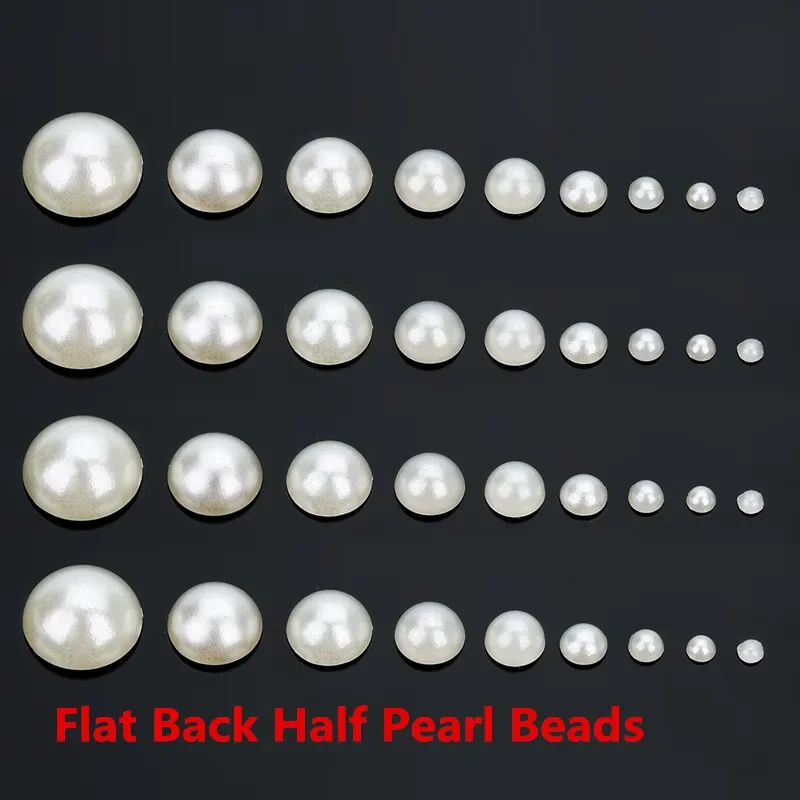 50-500pcs/lot Flat Back Half Pearl Beads 2/3/4/5/6/8/10/12/14mm Domed Cabochon Beads DIY Jewelry Making Material F1541
