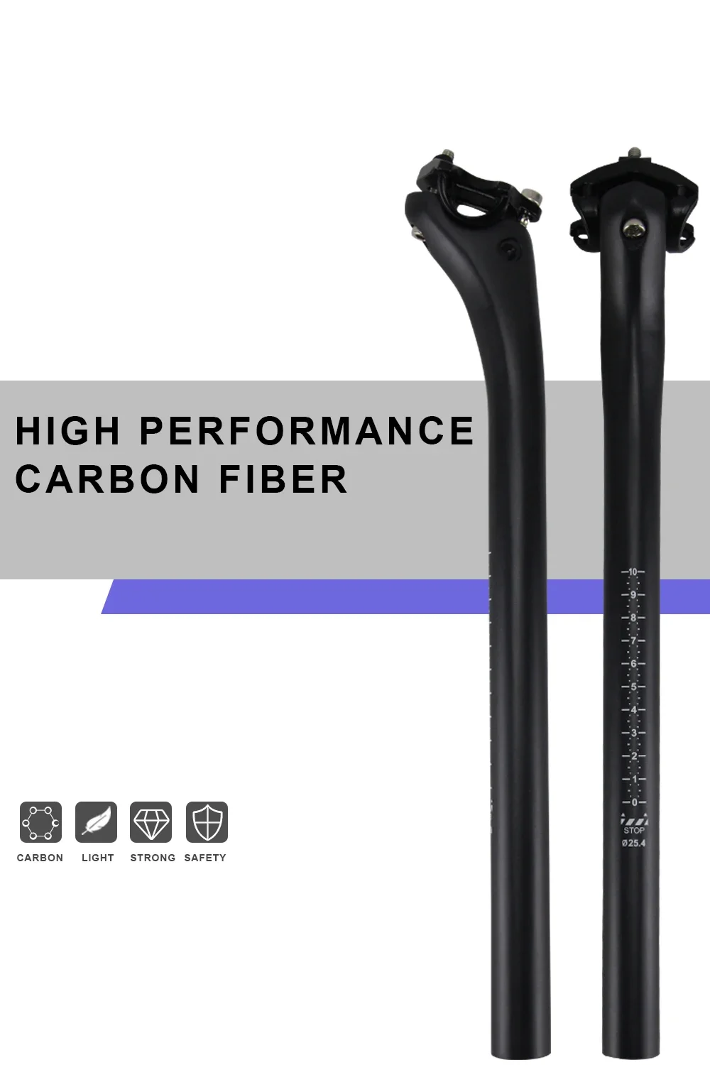 No Logo Carbon MTB Seatpost Offset 25mm Mountain Bike Seat Tube 25.4/27.2/31.6 Ultra-light Gloss/Matte Road Bicycle Seat Post