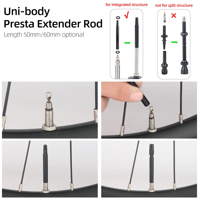 Bicycle 1Pair Presta Valve Extender W/ Cap CNC Aluminum Alloy Anodized F/V Extension for Fixed Road Bike Rims 50mm 60mm
