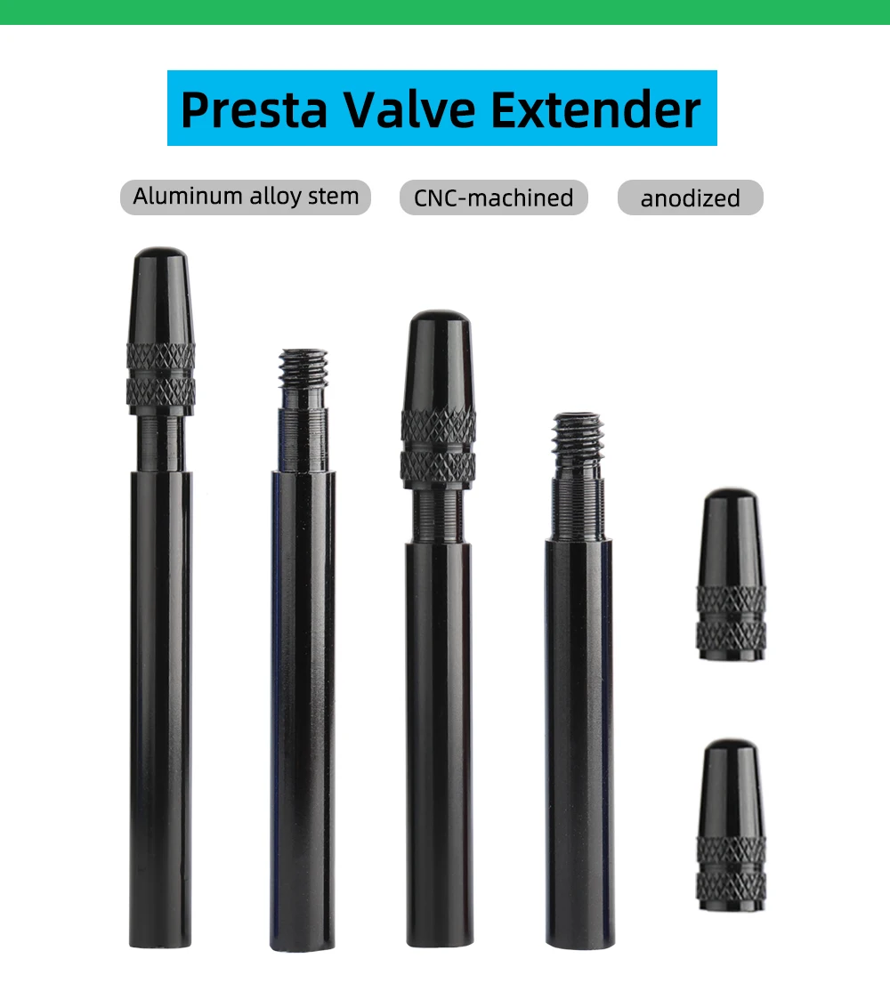 Bicycle 1Pair Presta Valve Extender W/ Cap CNC Aluminum Alloy Anodized F/V Extension for Fixed Road Bike Rims 50mm 60mm