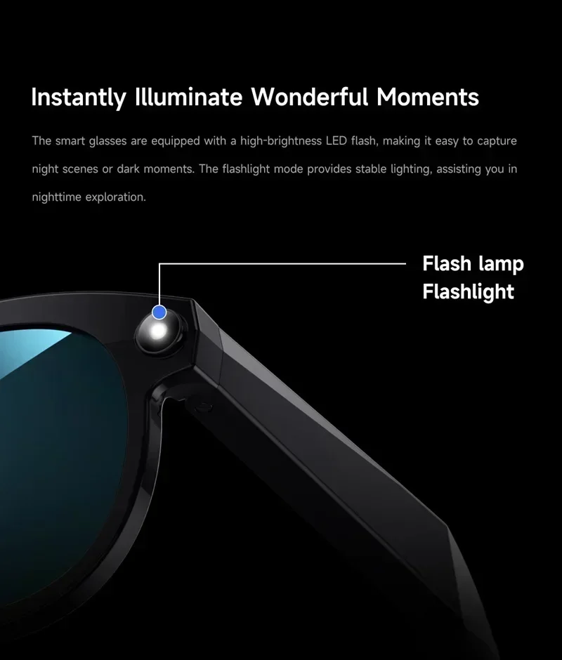 Lenovo Smart AI Glasses 800W Pixels HD Color Changing Chat Translate Camera Bluetooth Call Voice Assistant Music Control Glasses
