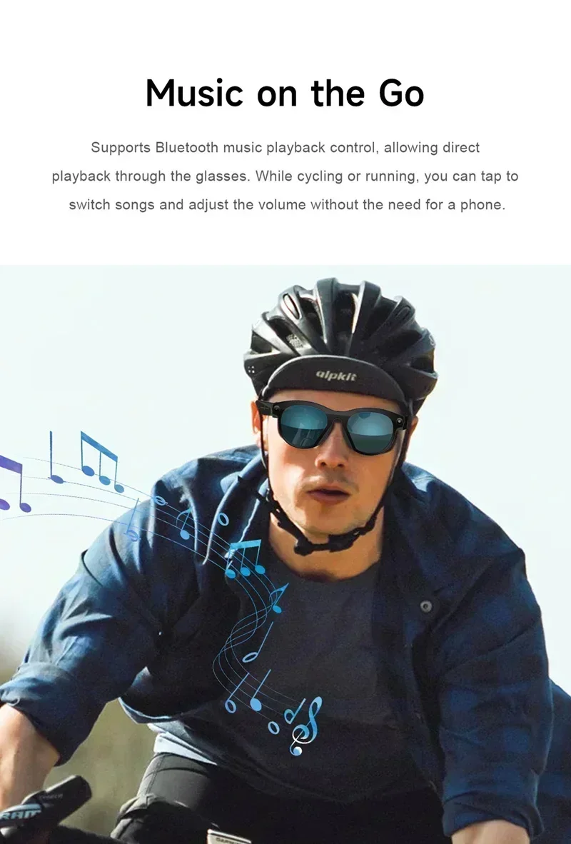 Lenovo Smart AI Glasses 800W Pixels HD Color Changing Chat Translate Camera Bluetooth Call Voice Assistant Music Control Glasses