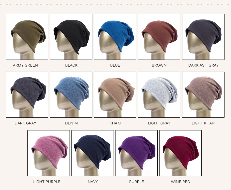 Geebro Women's Plain Beanie Hat Spring Cotton Slouchy Beanie for Women Knitted Bone Hat Ladies Black Skullies Cap JS293A