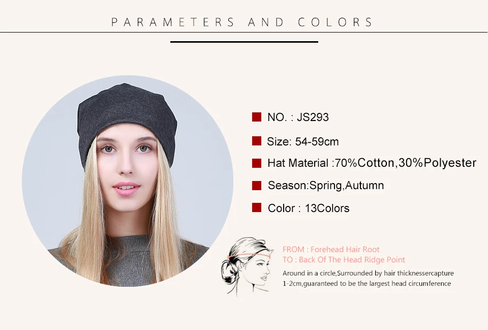 Geebro Women's Plain Beanie Hat Spring Cotton Slouchy Beanie for Women Knitted Bone Hat Ladies Black Skullies Cap JS293A