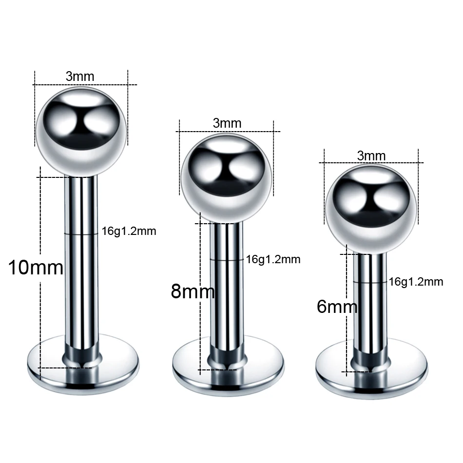 10pcs/lot 16G Surgical Steel Labret Ring Lip Piercing Ear Cartilage Lip Earrings Piercing Ombligo Ear Piercing Body Jewelry
