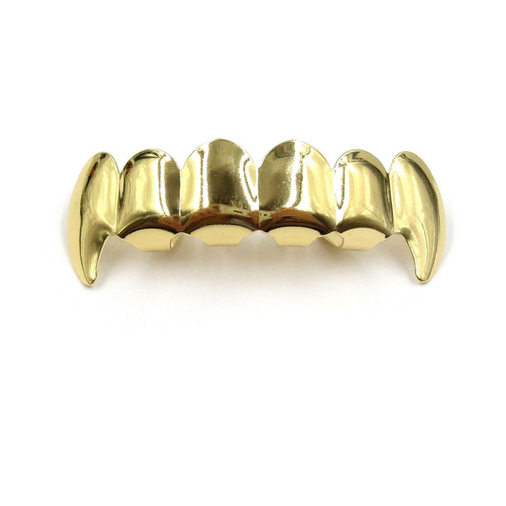 TOPGRILLZ New Fit Rose Gold Color Plated Hip Hop Teeth Grillz Caps Top&Bottom Grill Set for Christmas Party Vampire Tooth Grillz