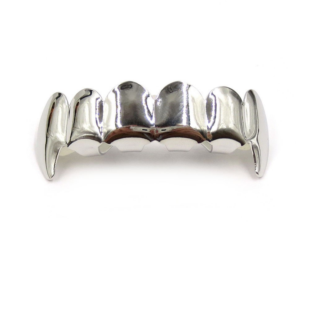 TOPGRILLZ New Fit Rose Gold Color Plated Hip Hop Teeth Grillz Caps Top&Bottom Grill Set for Christmas Party Vampire Tooth Grillz