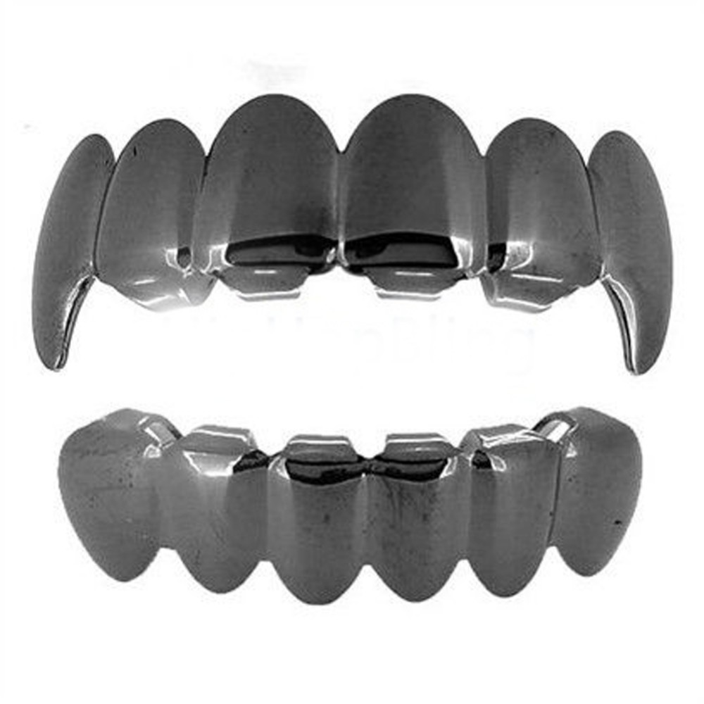 TOPGRILLZ New Fit Rose Gold Color Plated Hip Hop Teeth Grillz Caps Top&Bottom Grill Set for Christmas Party Vampire Tooth Grillz