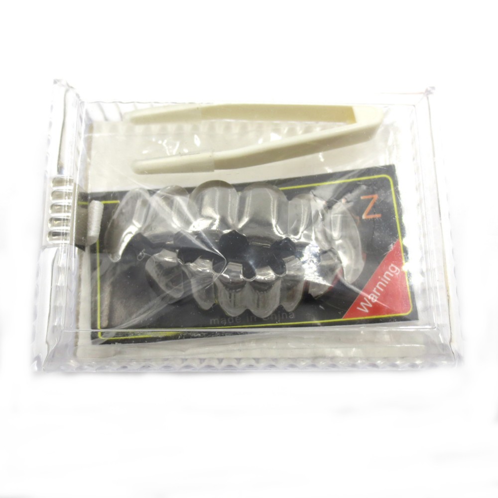 TOPGRILLZ New Fit Rose Gold Color Plated Hip Hop Teeth Grillz Caps Top&Bottom Grill Set for Christmas Party Vampire Tooth Grillz
