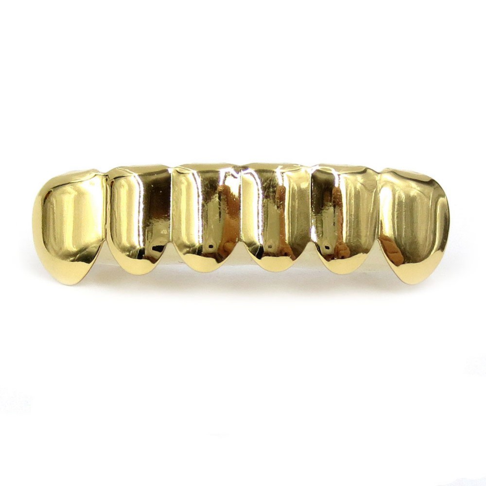 TOPGRILLZ New Fit Rose Gold Color Plated Hip Hop Teeth Grillz Caps Top&Bottom Grill Set for Christmas Party Vampire Tooth Grillz