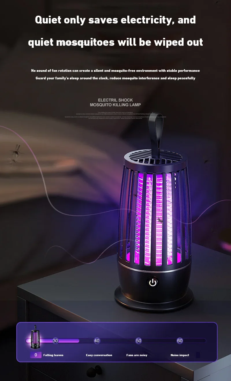 UV Mosquito Lamp Charging Portable Mosquito Killer Suitable For Indoor 360° Large Area Silent Mosquito Repellent IndoorOutdoor