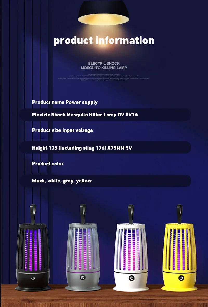 UV Mosquito Lamp Charging Portable Mosquito Killer Suitable For Indoor 360° Large Area Silent Mosquito Repellent IndoorOutdoor