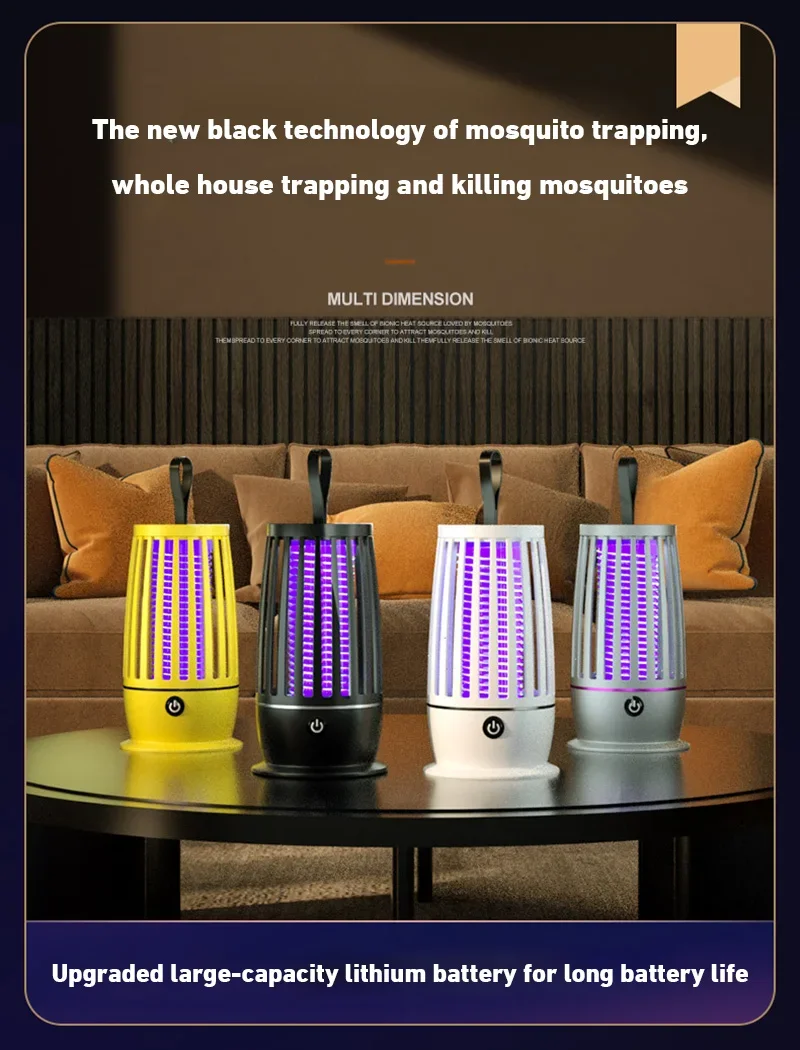 UV Mosquito Lamp Charging Portable Mosquito Killer Suitable For Indoor 360° Large Area Silent Mosquito Repellent IndoorOutdoor