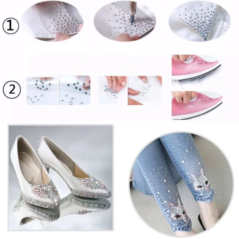 All Size Top Quality Crystal AB/Clear Super Bright Hot-Fix Rhinestones Glass Strass Iron On Stone For Fabric Garment