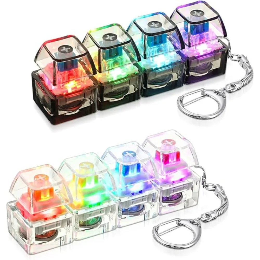 4-Button Fingertip Keyboard Keychain RGB Keyboard Fidget Toy with Lights for Stress Relief Decompression Calming Accessories K