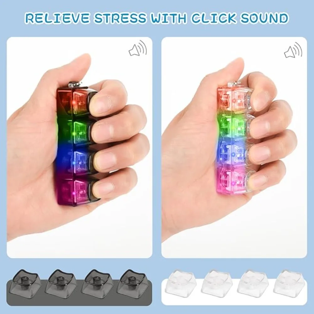 4-Button Fingertip Keyboard Keychain RGB Keyboard Fidget Toy with Lights for Stress Relief Decompression Calming Accessories K