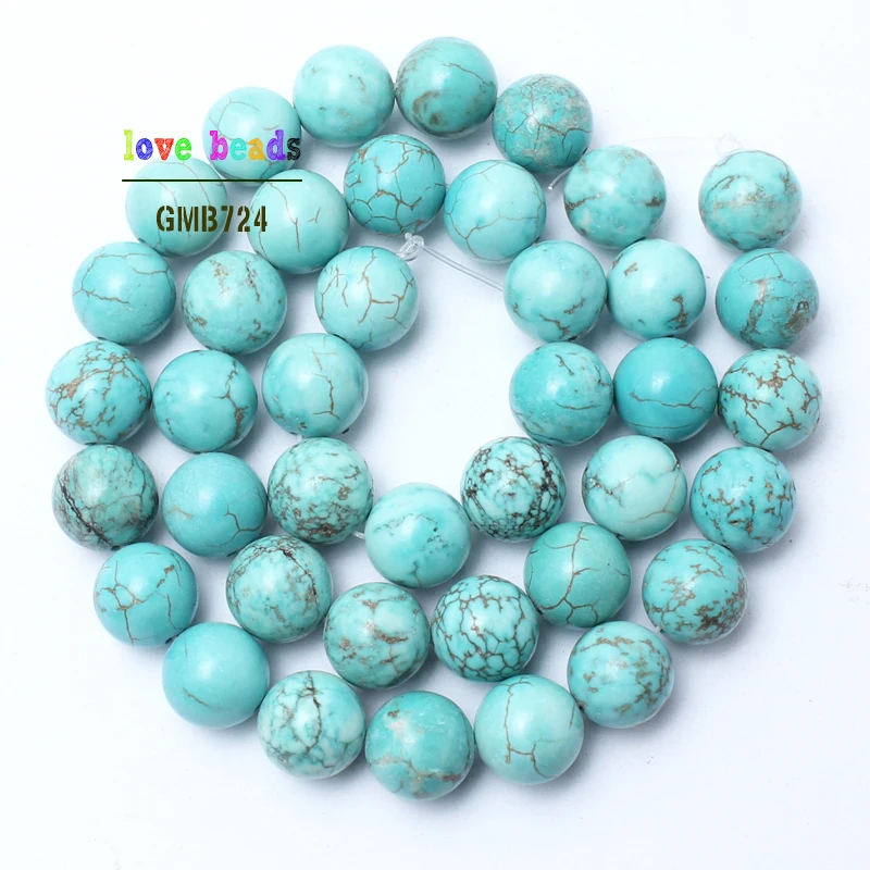 wholesale Natural Stone Beads Blue turquoises Round Beads For Jewelry Making 15.5 inches Pick Size 4/6/8/10/12mm
