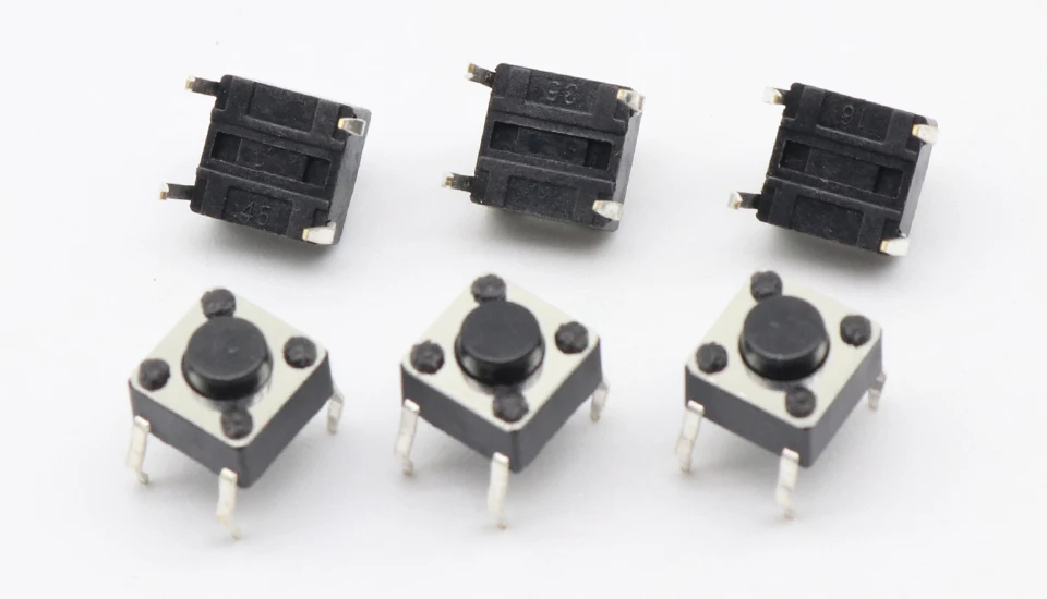 50pcs/lot 6x6x4.3MM 4PIN G89 Tactile Tact Push Button Micro Switch Direct Plug-in Self-reset DIP Top Copper