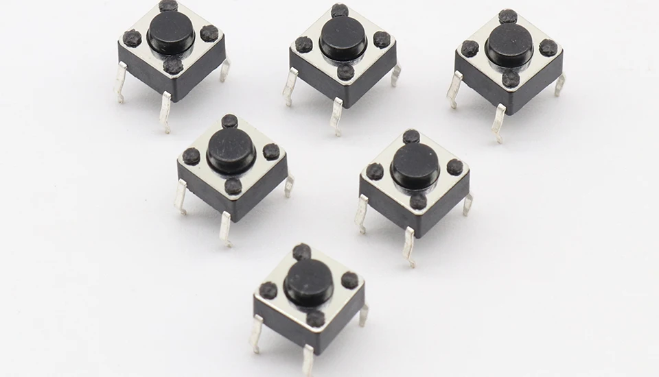 50pcs/lot 6x6x4.3MM 4PIN G89 Tactile Tact Push Button Micro Switch Direct Plug-in Self-reset DIP Top Copper