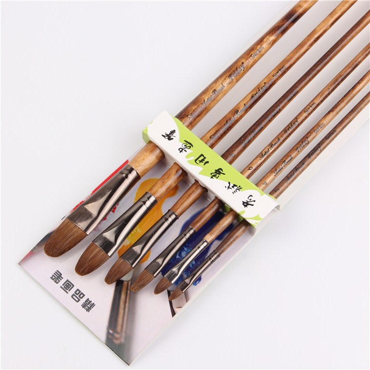 6pcs/Set High-Grade Weasel Hair Brush Paintbrush Tongue Peak Row Acrylic Paints Oil Paint Brush Set Drawing Art Supplies