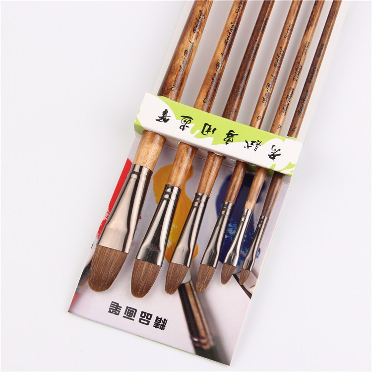 6pcs/Set High-Grade Weasel Hair Brush Paintbrush Tongue Peak Row Acrylic Paints Oil Paint Brush Set Drawing Art Supplies