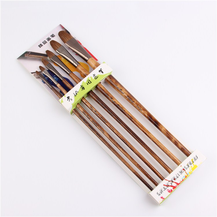 6pcs/Set High-Grade Weasel Hair Brush Paintbrush Tongue Peak Row Acrylic Paints Oil Paint Brush Set Drawing Art Supplies