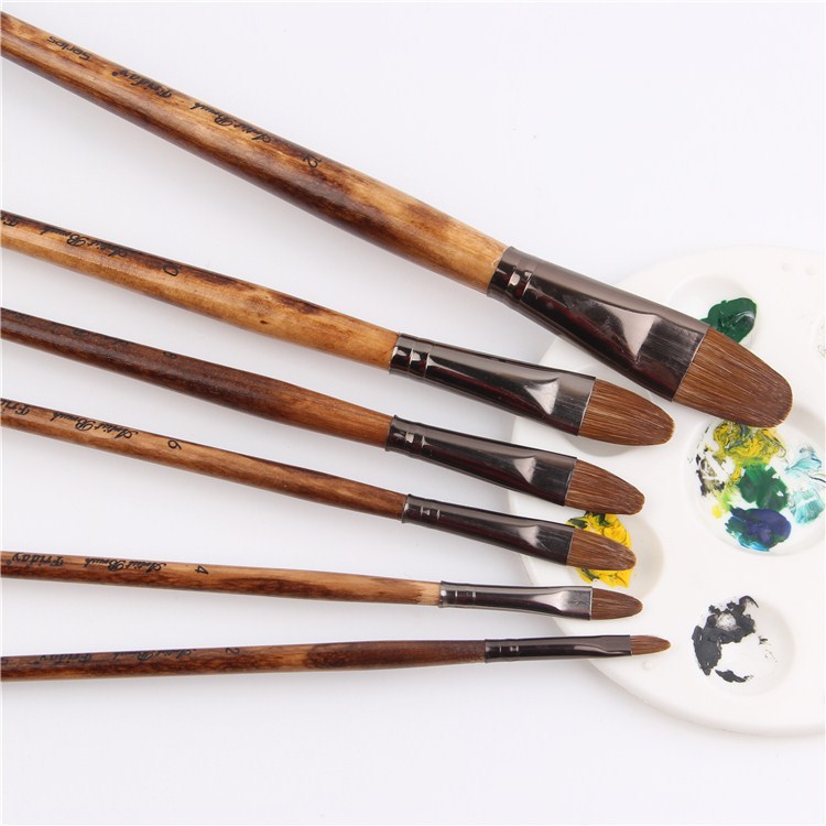 6pcs/Set High-Grade Weasel Hair Brush Paintbrush Tongue Peak Row Acrylic Paints Oil Paint Brush Set Drawing Art Supplies