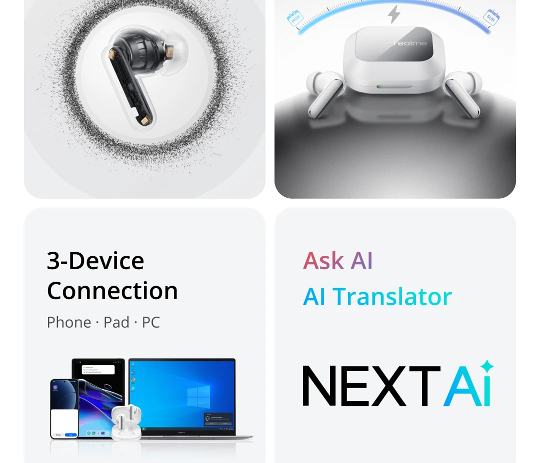 TWS Earphones realme Air8 Pro True Wireless Earphone AI Call Noise Cancellation 55dB Noise Cancellation Premier Dual-DAC Driver