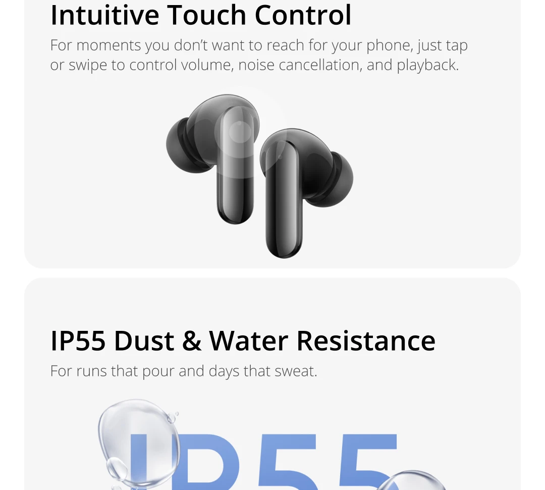 TWS Earphones realme Air8 Pro True Wireless Earphone AI Call Noise Cancellation 55dB Noise Cancellation Premier Dual-DAC Driver