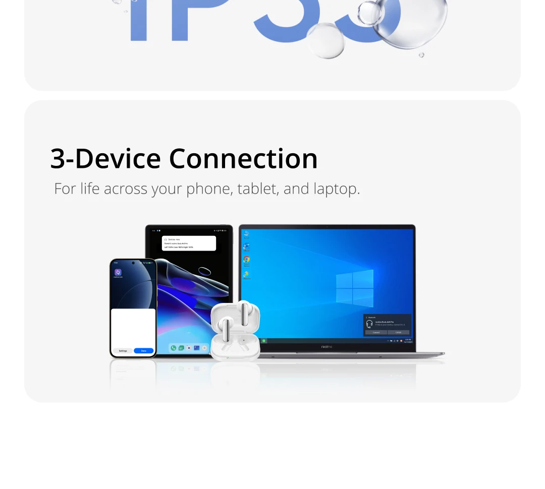 TWS Earphones realme Air8 Pro True Wireless Earphone AI Call Noise Cancellation 55dB Noise Cancellation Premier Dual-DAC Driver