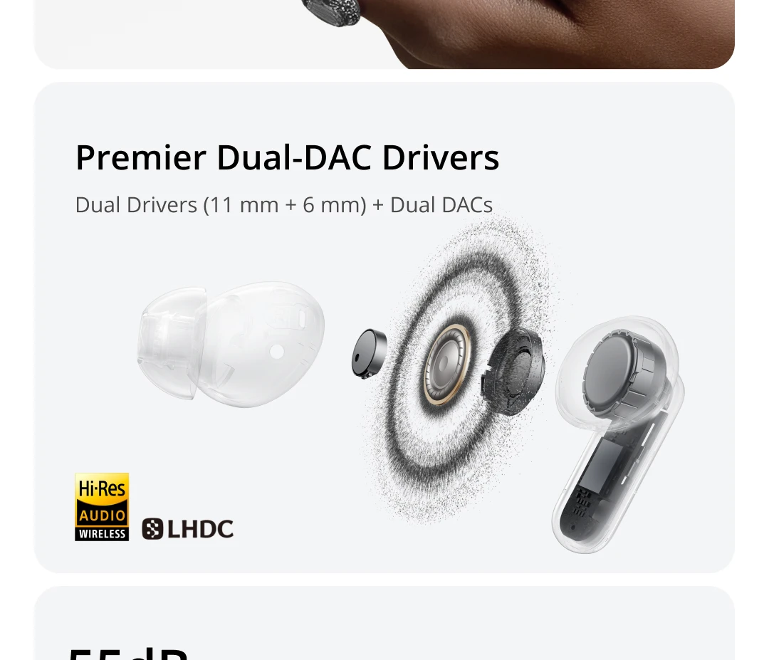 TWS Earphones realme Air8 Pro True Wireless Earphone AI Call Noise Cancellation 55dB Noise Cancellation Premier Dual-DAC Driver