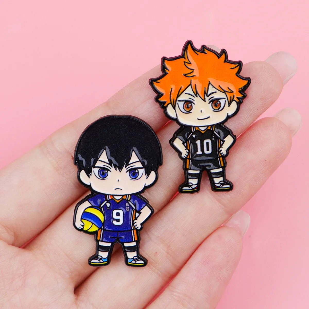 2pcs/Set Cute Anime Volleyball Boys Enamel Pin Sports Chibi Figure Brooches For Backpacks Hats Jackets Fashion Jewelry Fans Gift