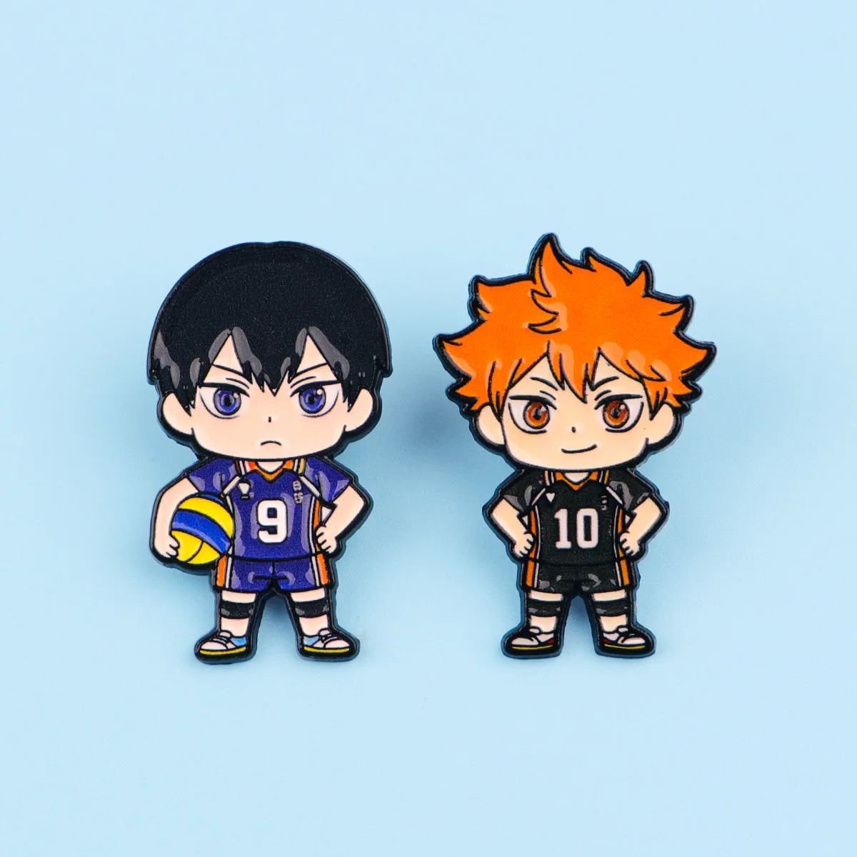 2pcs/Set Cute Anime Volleyball Boys Enamel Pin Sports Chibi Figure Brooches For Backpacks Hats Jackets Fashion Jewelry Fans Gift