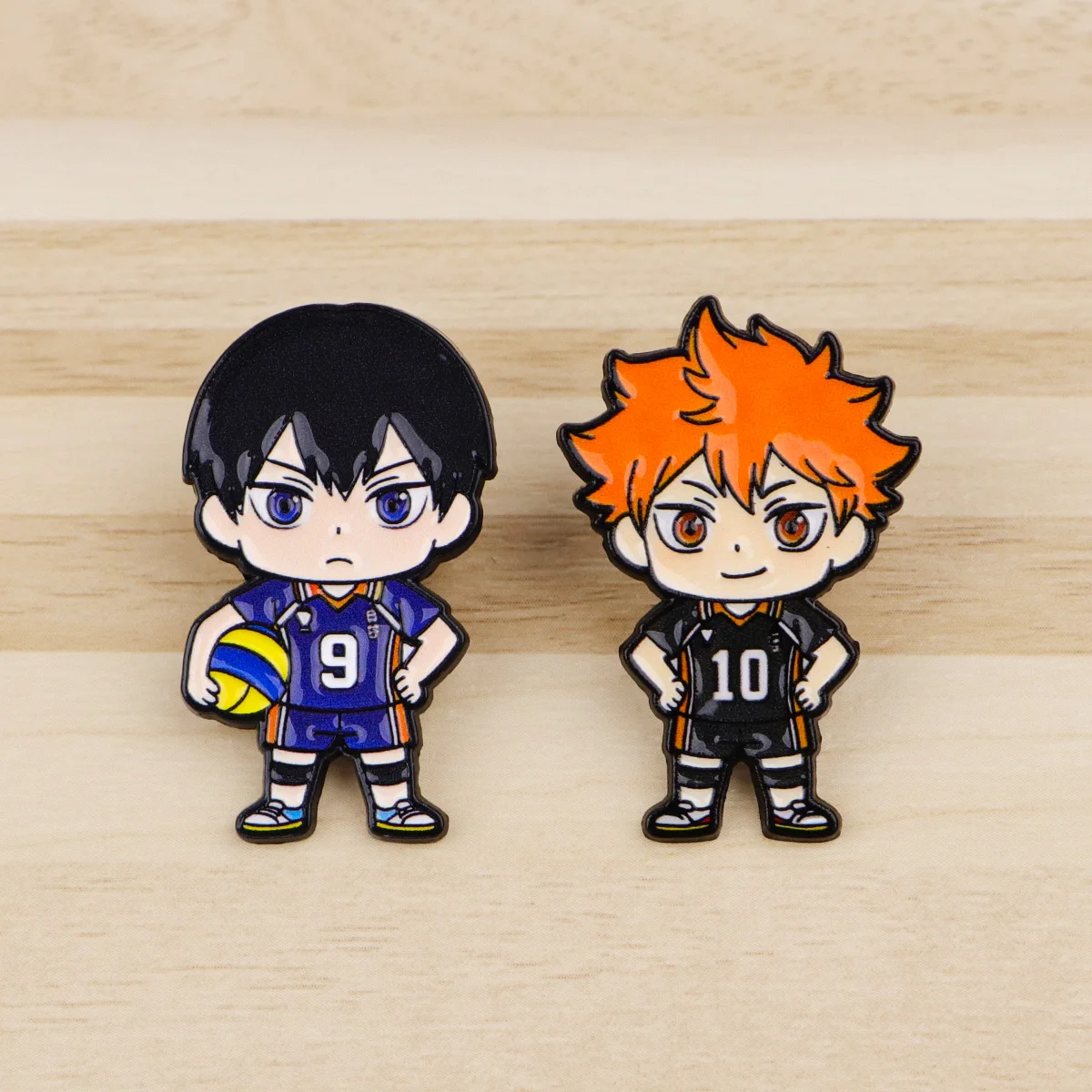 2pcs/Set Cute Anime Volleyball Boys Enamel Pin Sports Chibi Figure Brooches For Backpacks Hats Jackets Fashion Jewelry Fans Gift